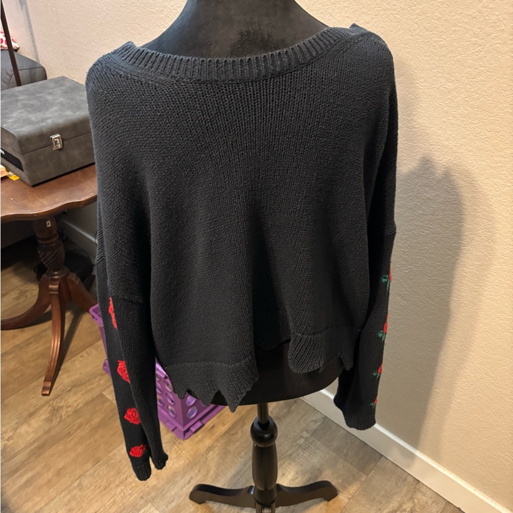 Wildfox Dark Green V-Neck Sweater - Picture 3 of 5